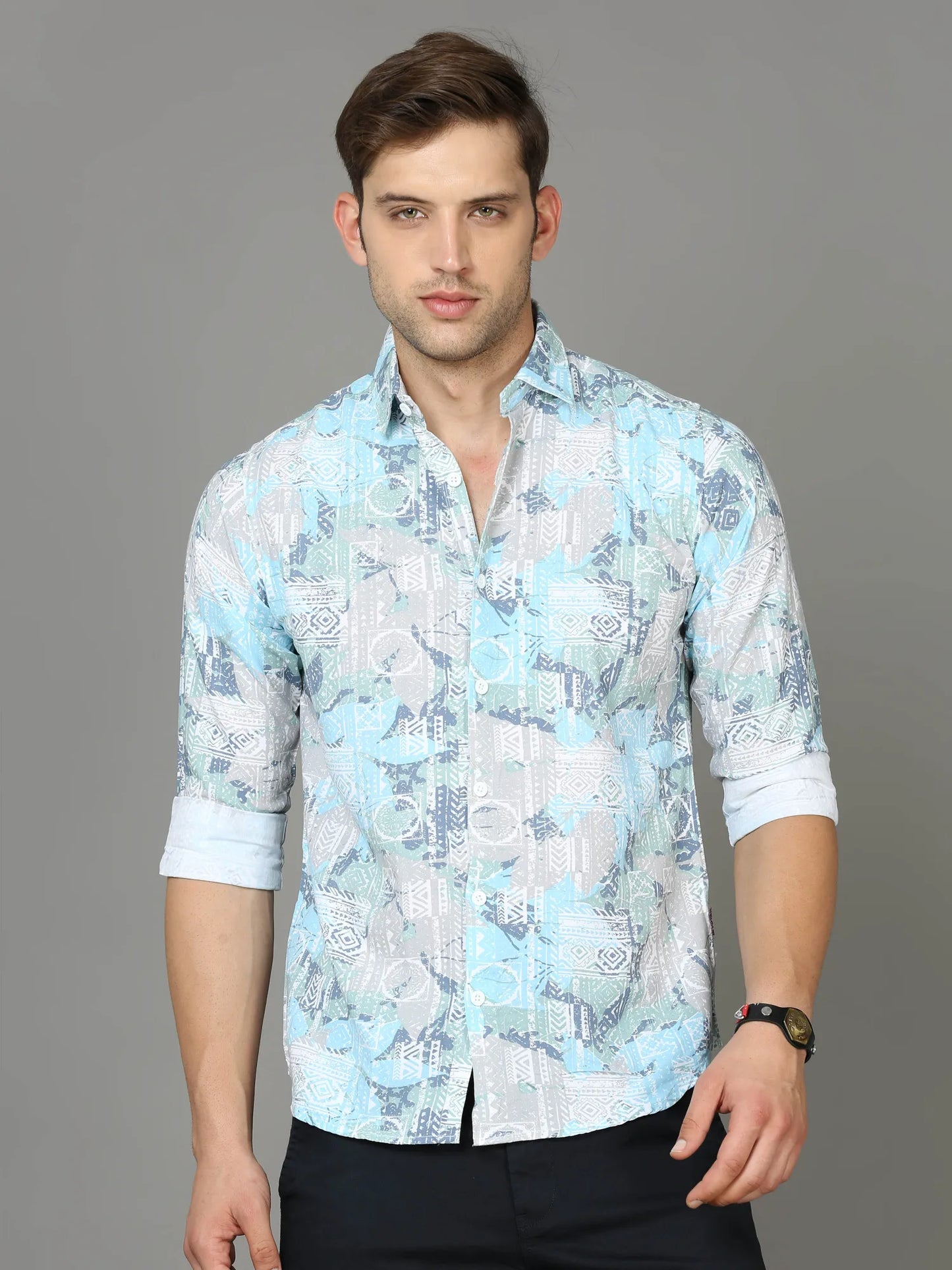 Green Rayon Shirt for Men