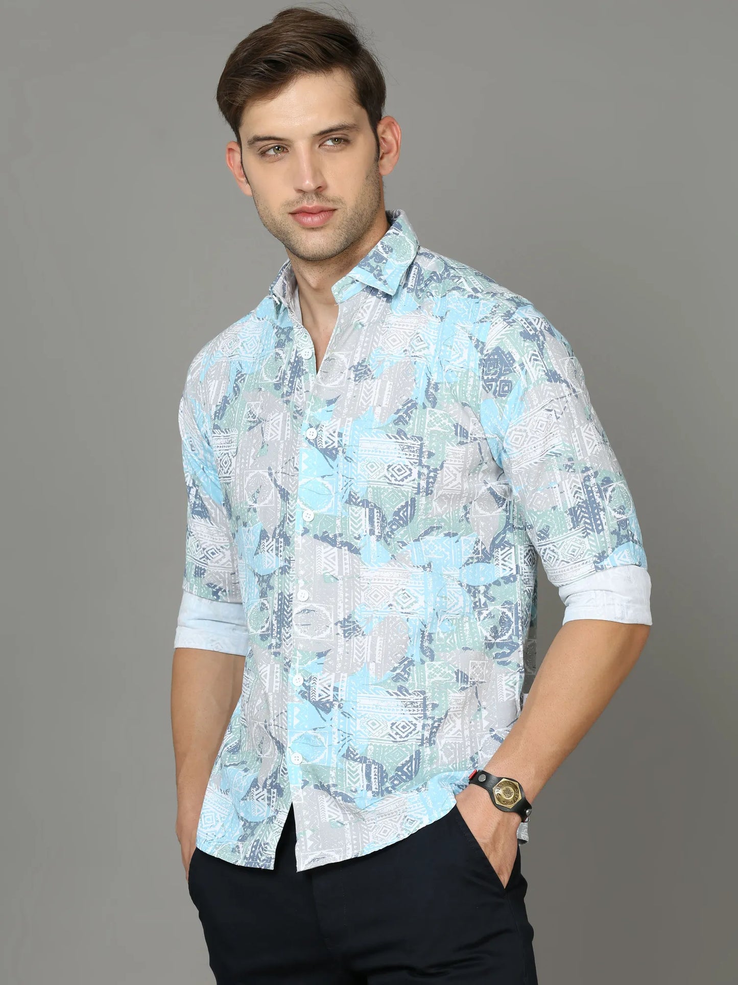 Green Rayon Shirt for Men