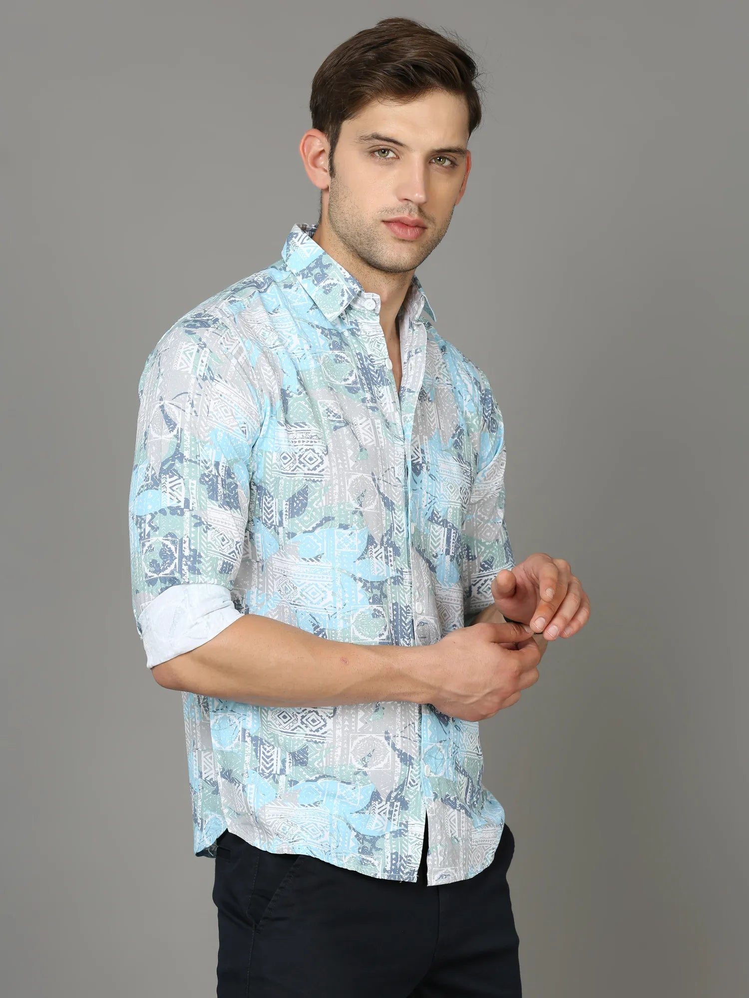 Green Rayon Shirt for Men