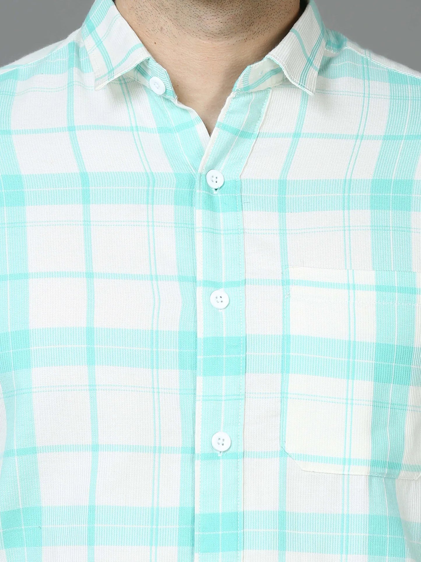 Vibrant Green Lush Checkered Shirt for Men 