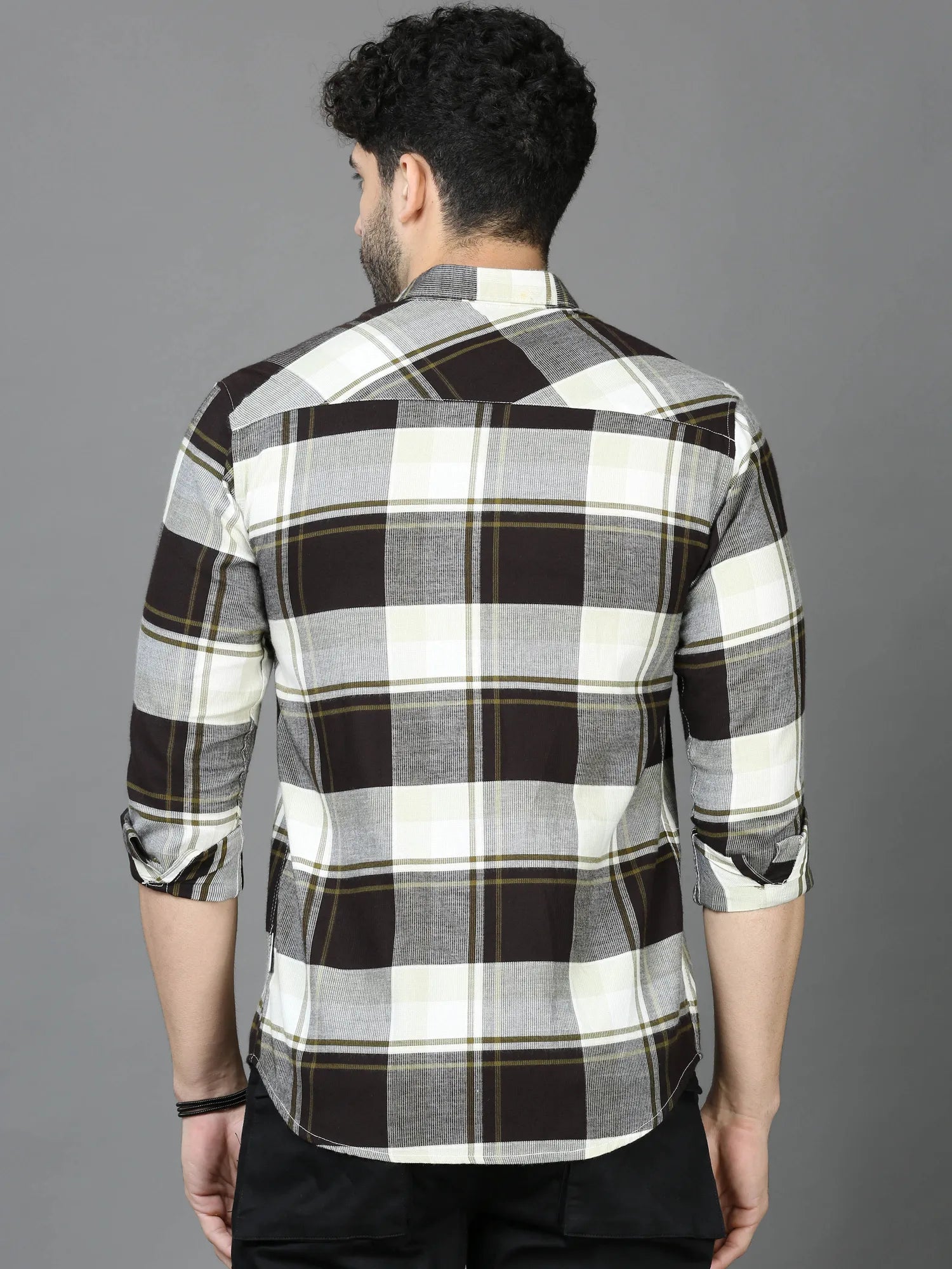 Earthly Bliss Brown Checkered Shirt for Men 