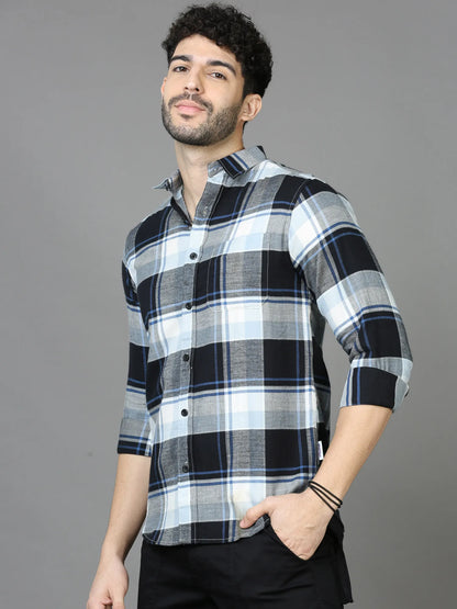  Navy-Blue Checkered Shirt for Men 
