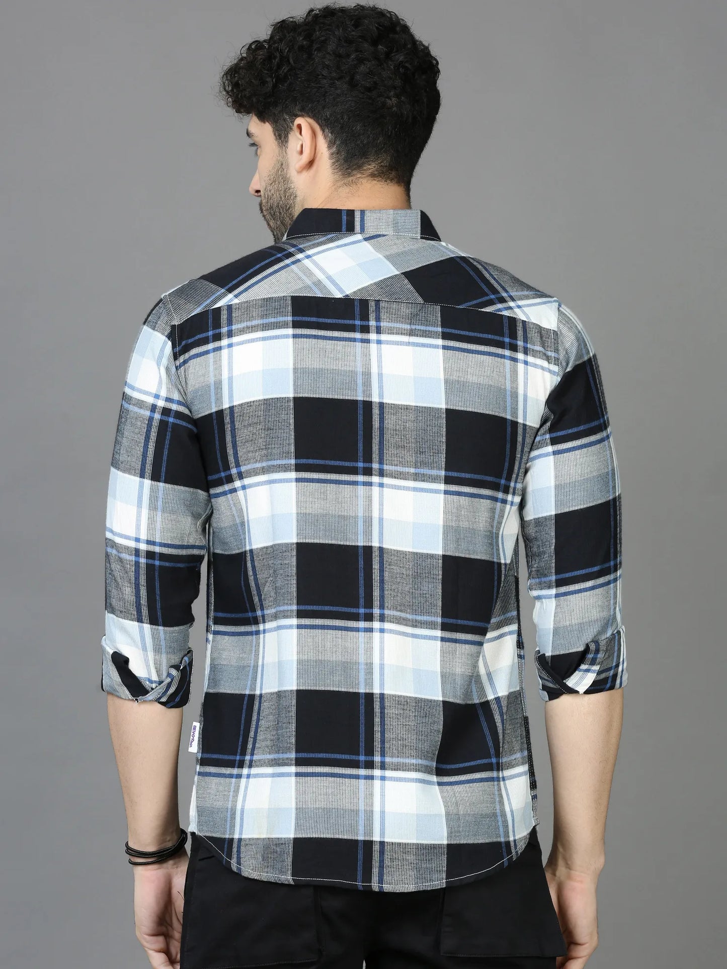  Navy-Blue Checkered Shirt for Men 