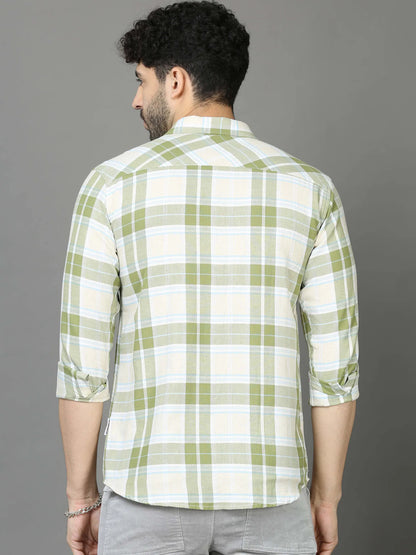 Glowy Green Checkered Shirt for Men 