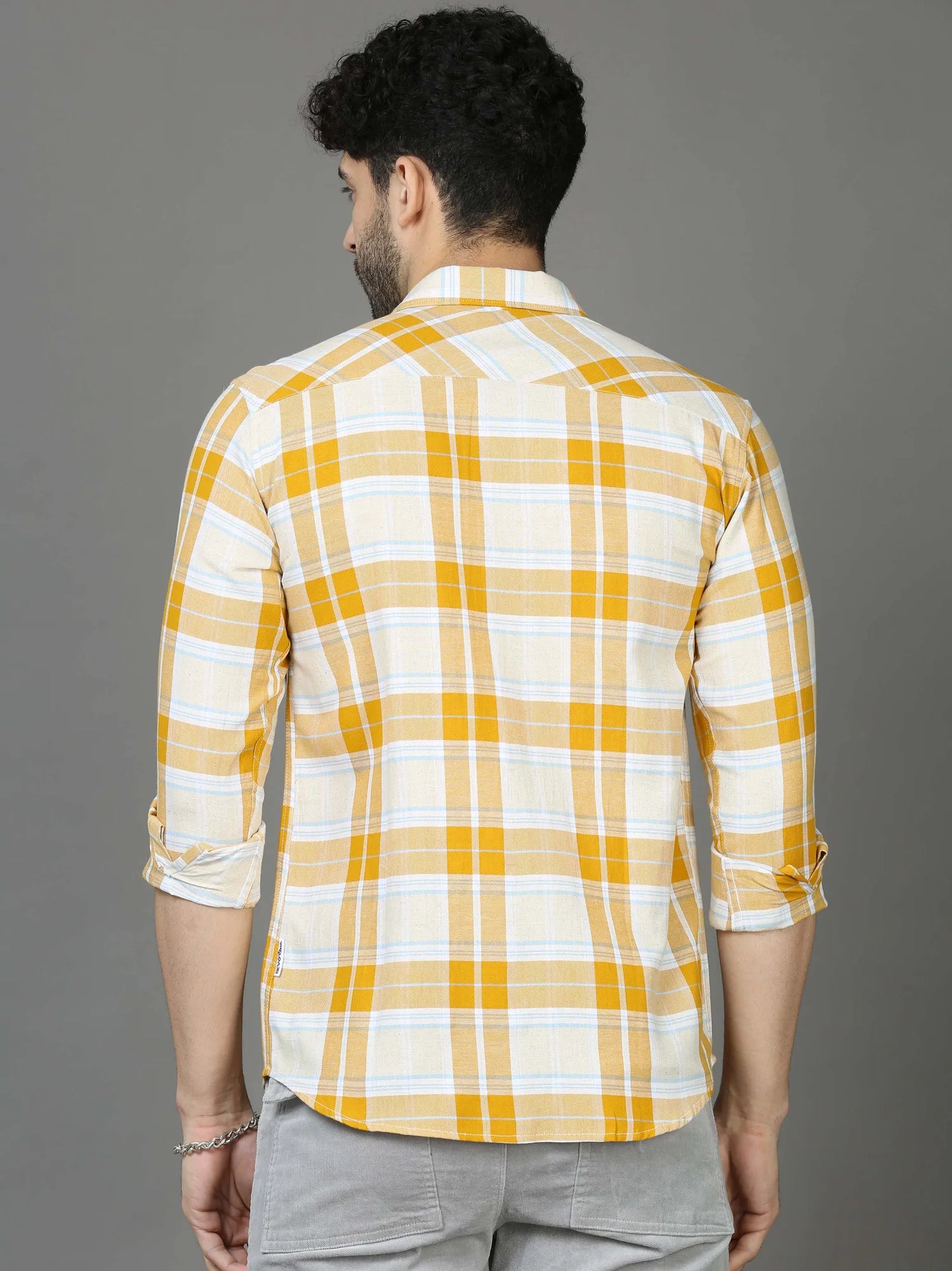 Vibrant Tangerine Touch Checked Shirt for Men 