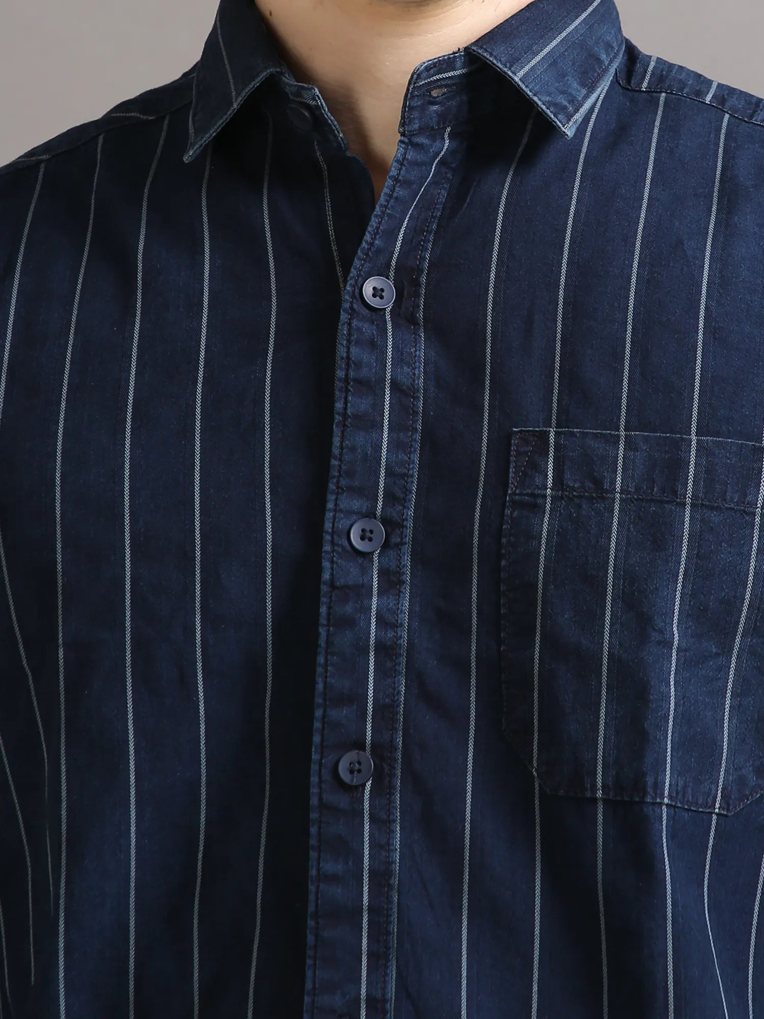 Dark Denim Stripes Shirt for Men