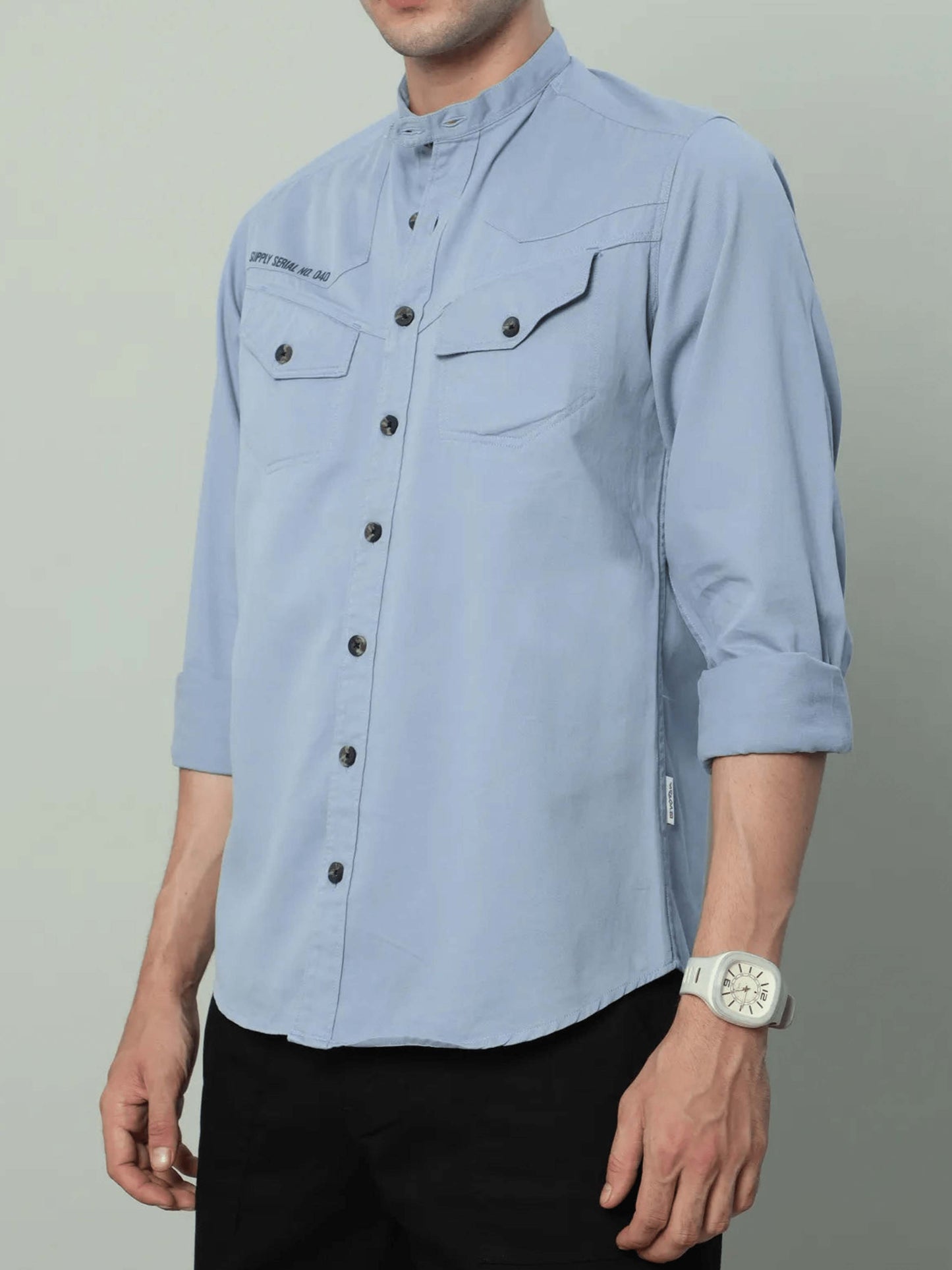 Sky Blue Double pocket Cargo Shirt for Men