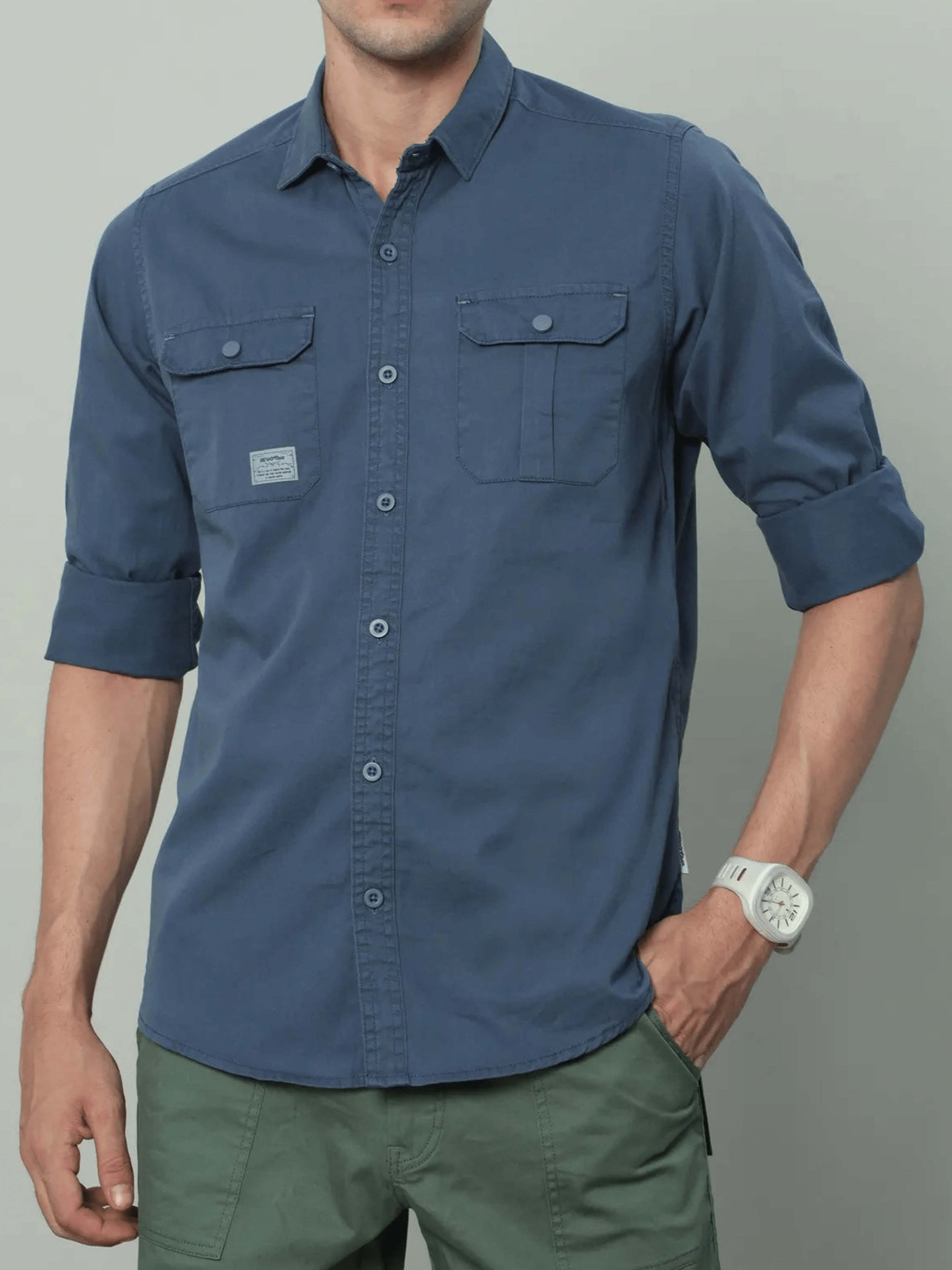 Blue Cargo Shirt for Men