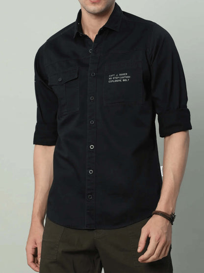 Black Double pocket Cargo Shirt for Men