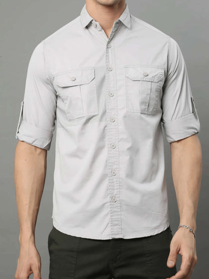 Grey Cargo Shirt for Men