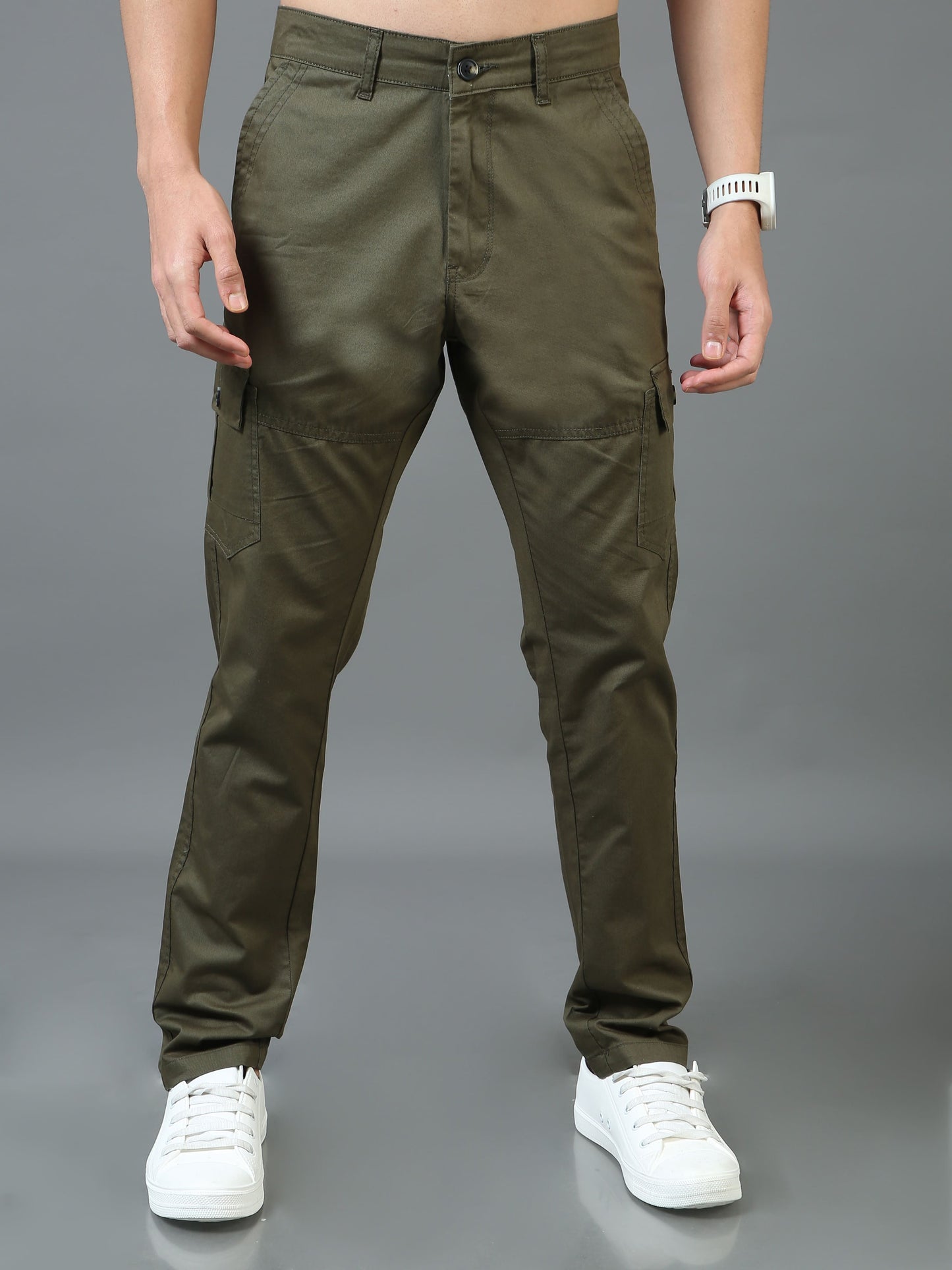 Grey Asparagus Cotton Cargo Pant