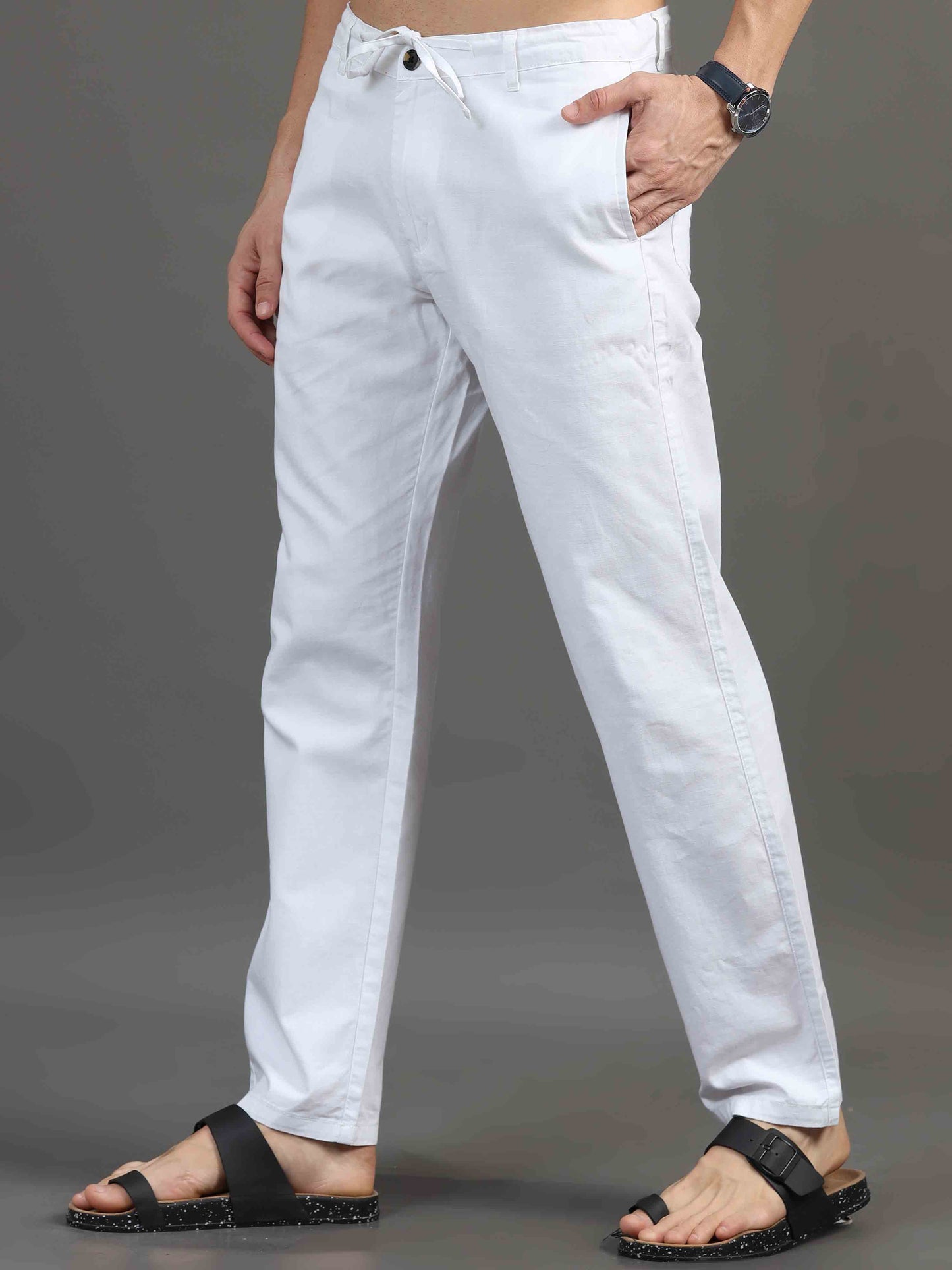 Linen Flex White Pant