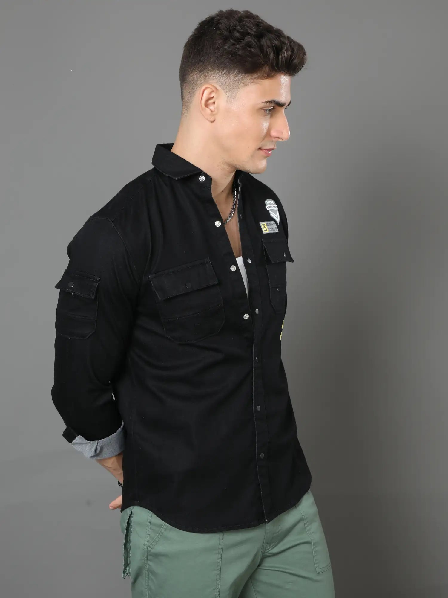 Infinite Noir Canvas Shirt for Men 