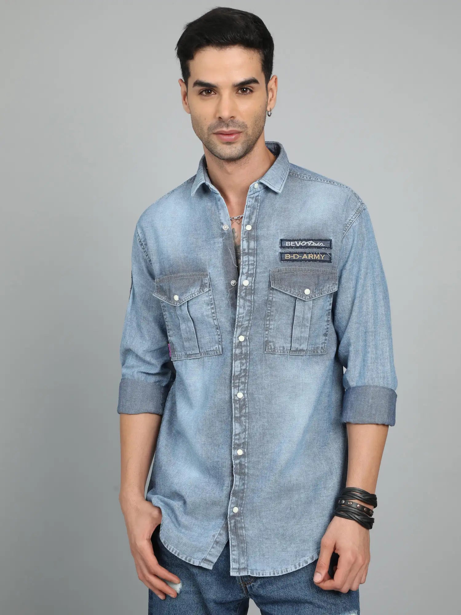 Indigo Daze Denim Dobby Shirt for Men 