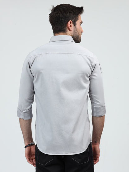 Grey Cargo Shirt for Men 