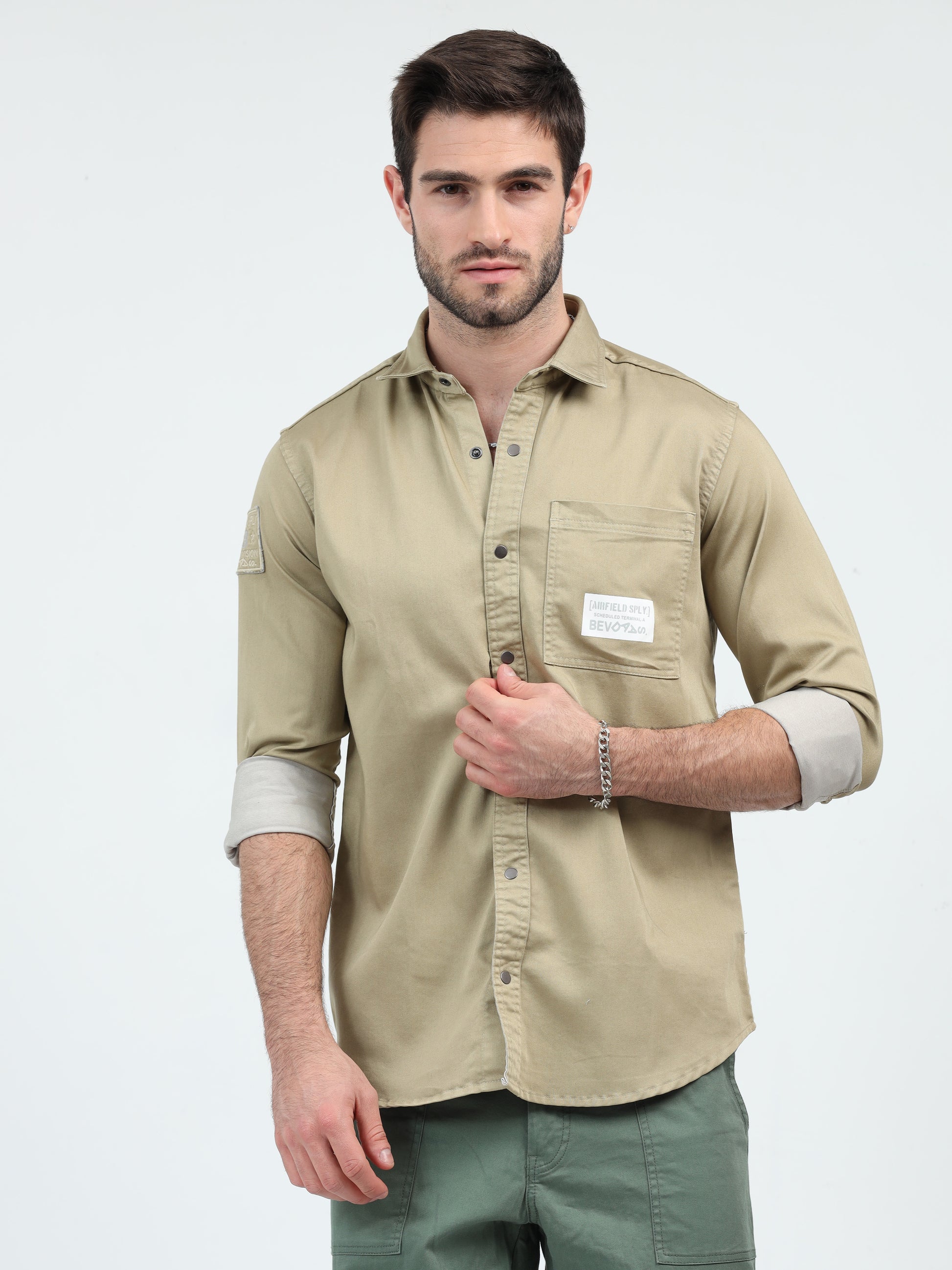 Khaki Cargo Shirt for Men 