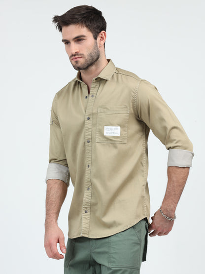 Khaki Cargo Shirt for Men 