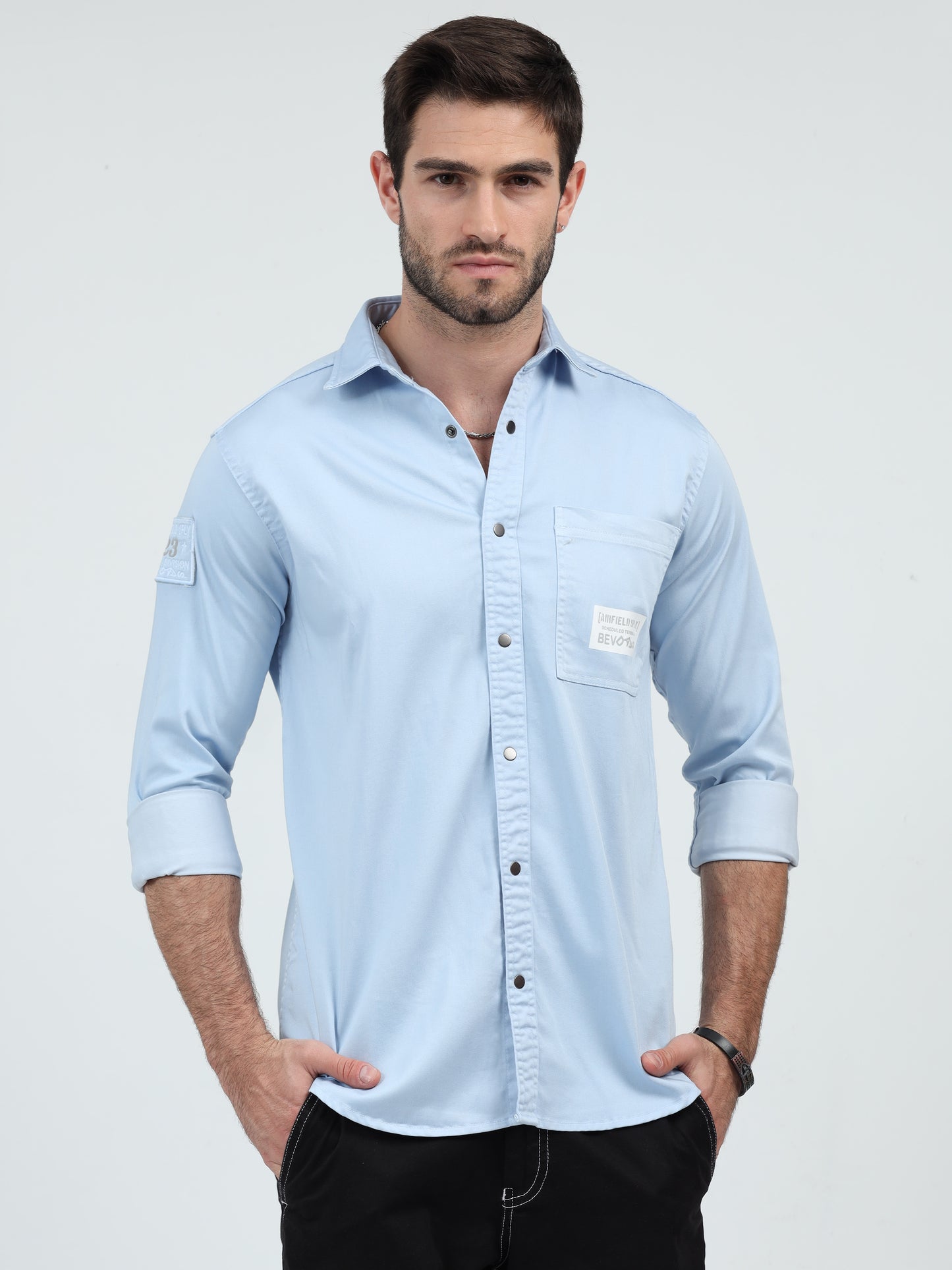 Sky Blue Cargo Shirt for Men 