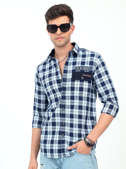 Navy Blue Essence Indigo Checkered Shirt