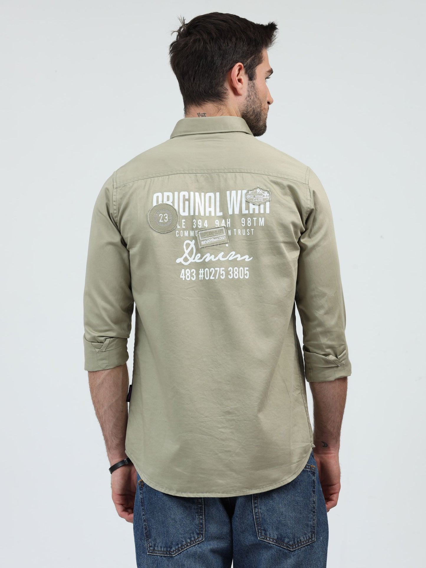 Pistachio Green Delight Overdyed Cargo Designer Shirt