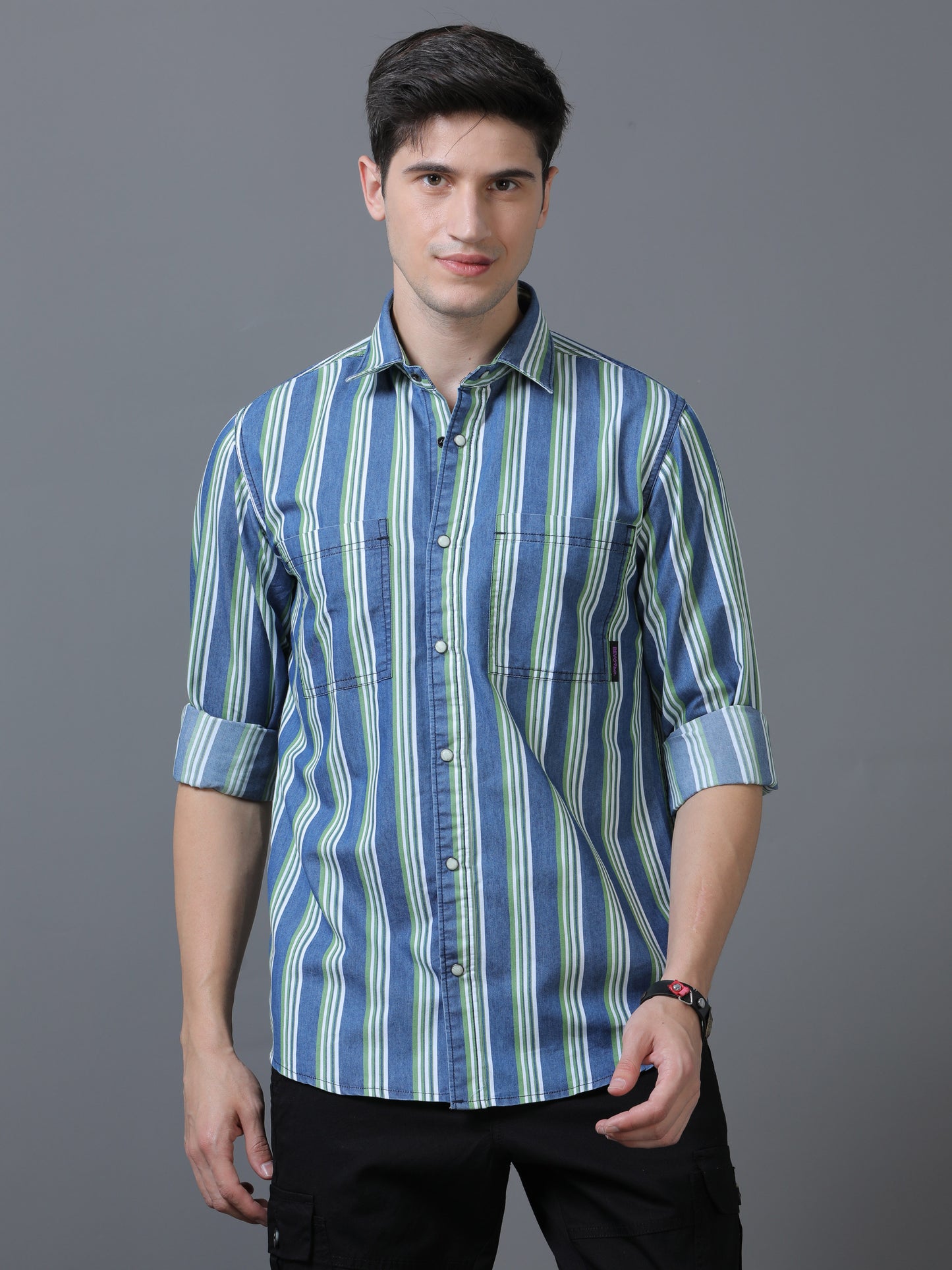 Dusty Blue & Cadet Blue Stripe Shirt