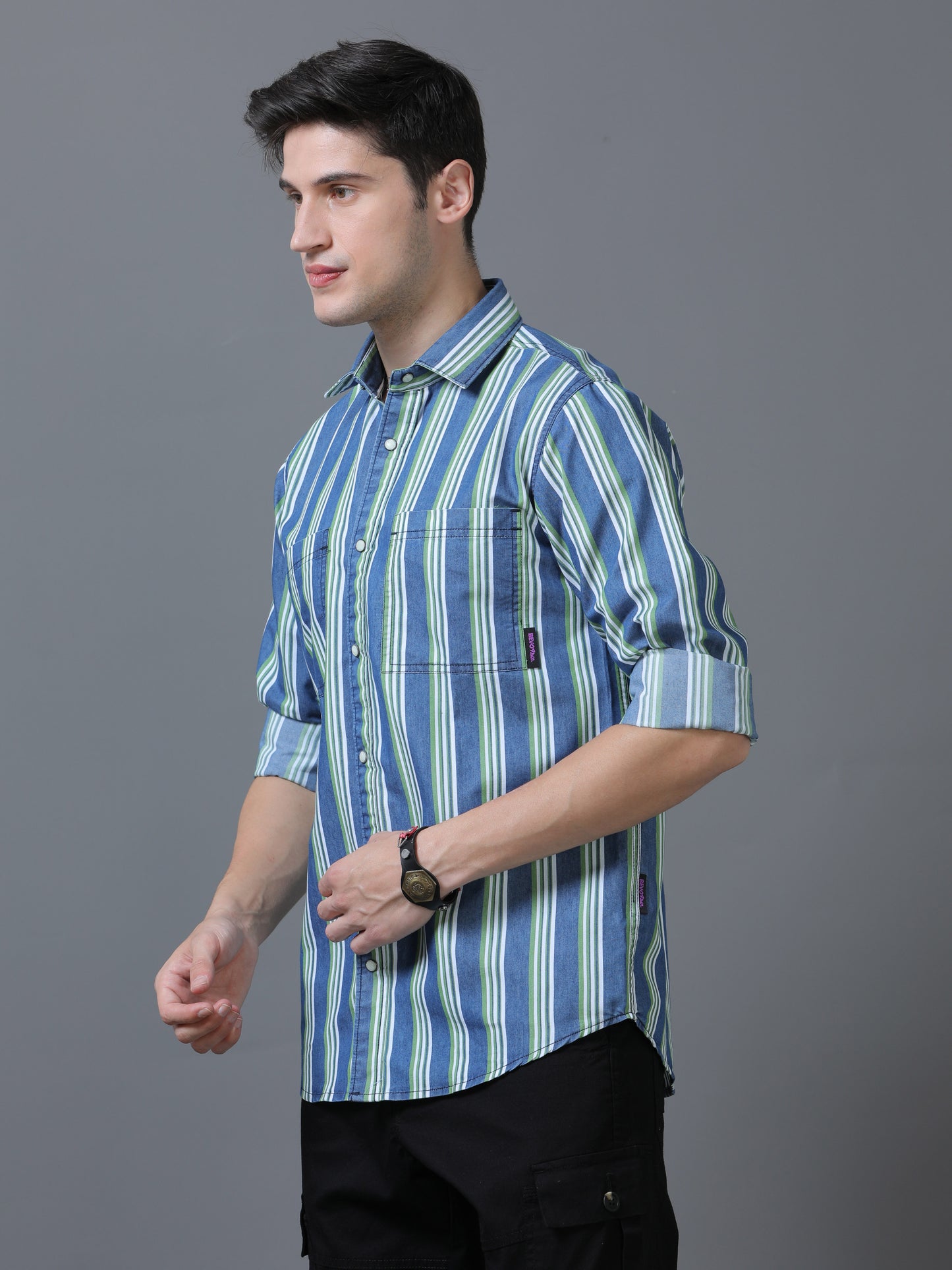 Dusty Blue & Cadet Blue Stripe Shirt