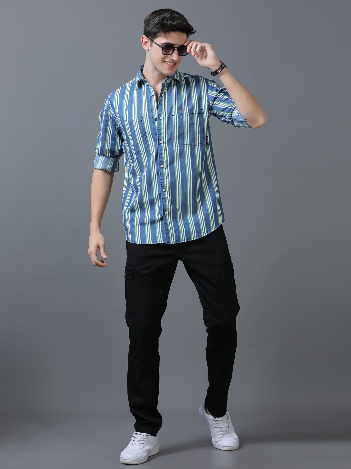 Dusty Blue & Cadet Blue Stripe Shirt