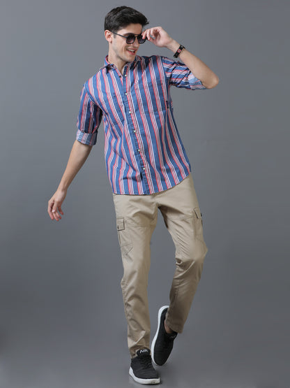 Slate Blue & Dusty Lavender Stripe Shirt