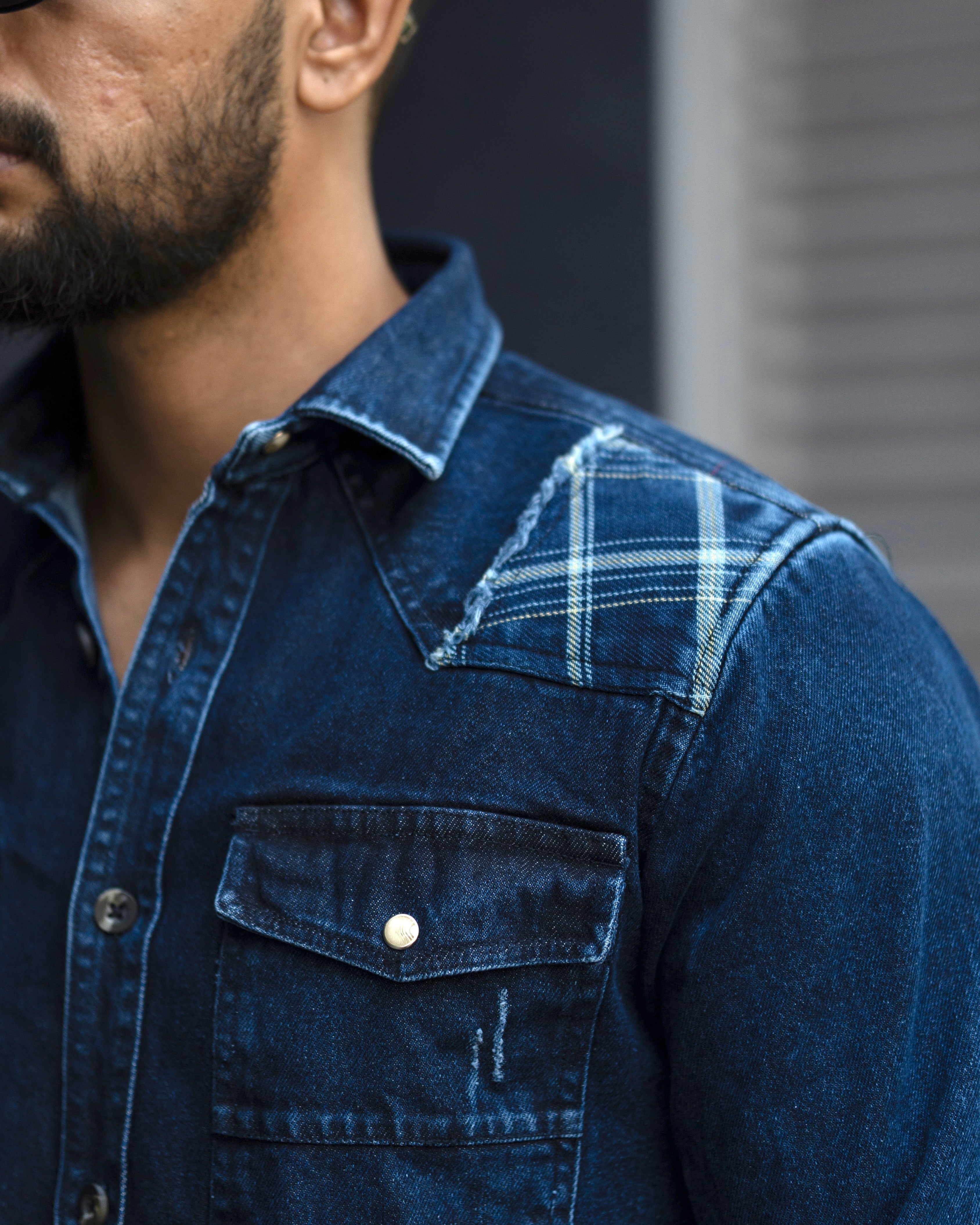 CE Schmidt Workwear Denim Shirt Double Pocket Short Sleeve Blue Mens Medium  | eBay