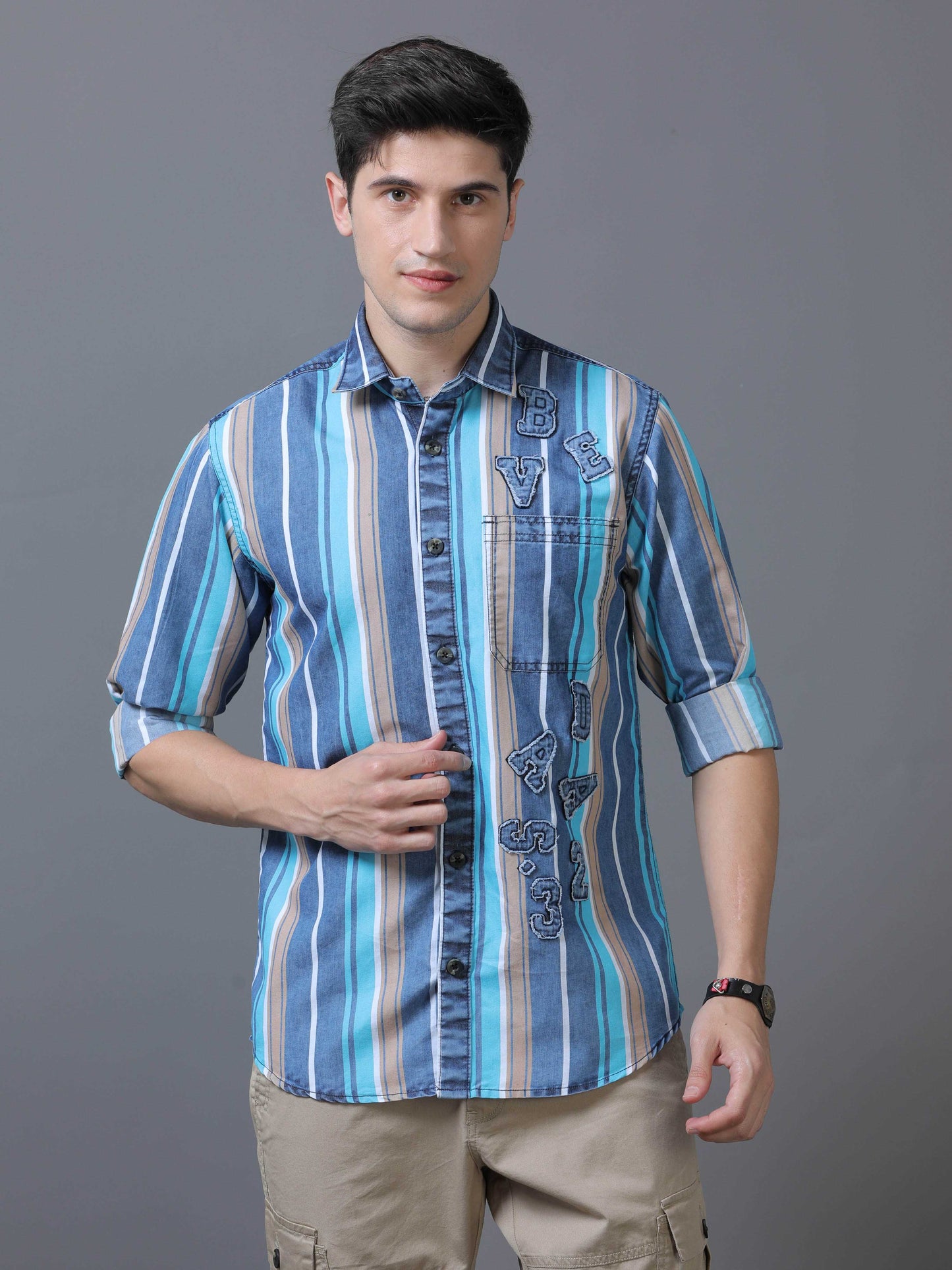 Indigo Blue Striped Shirt