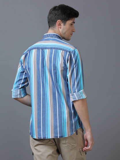 Indigo Blue Striped Shirt