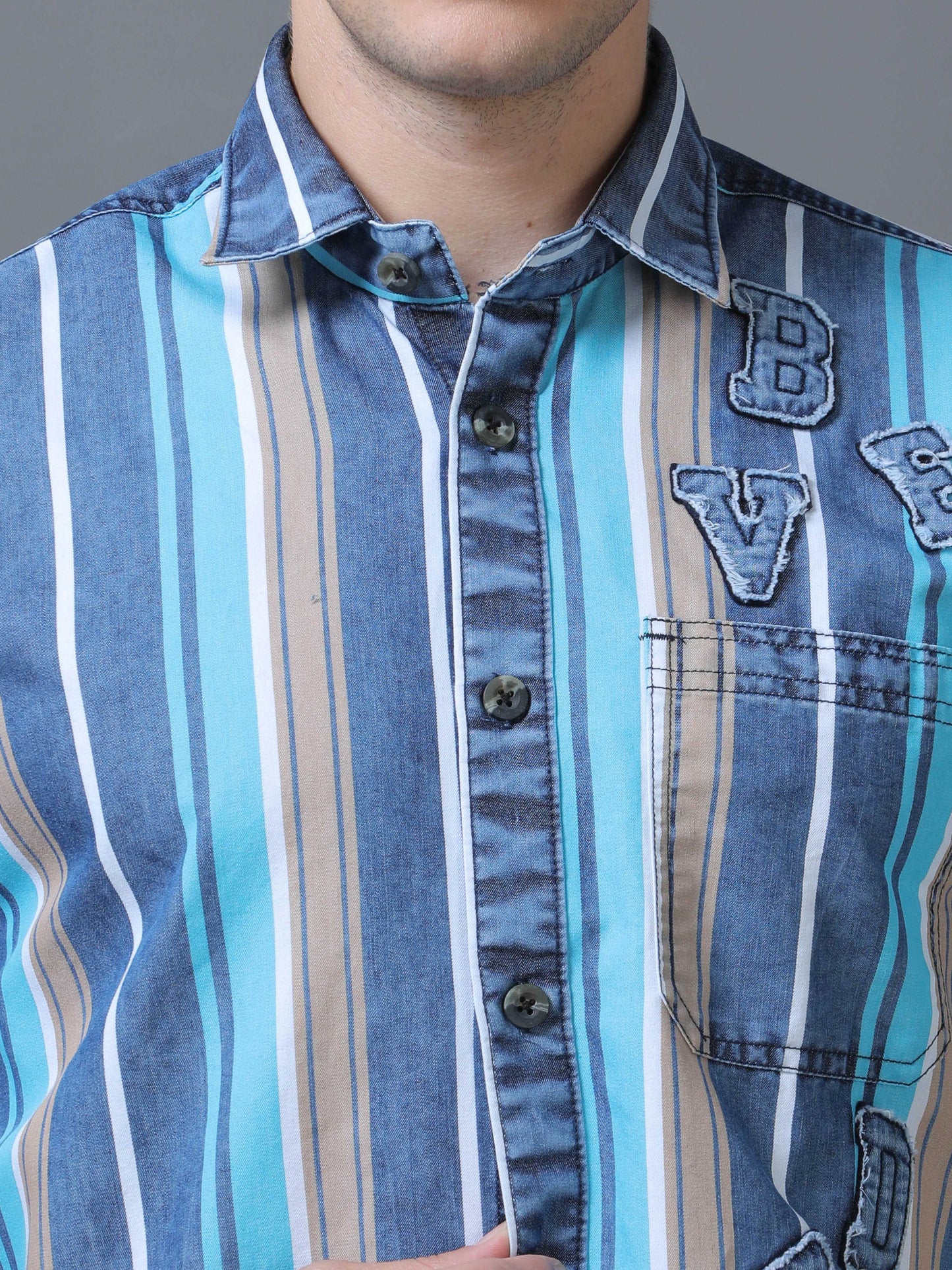 Indigo Blue Striped Shirt