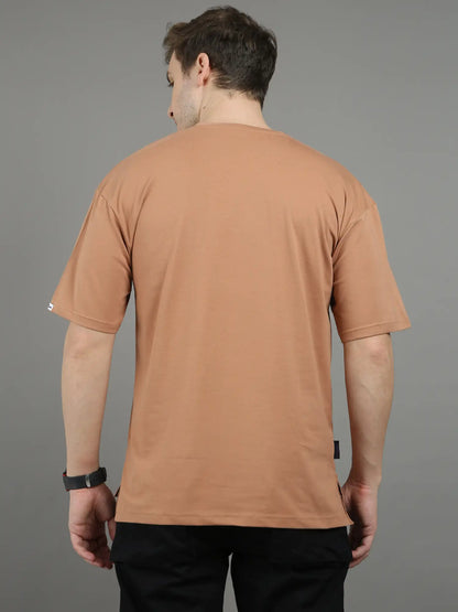 Beige Dropshoulder T Shirt for Men