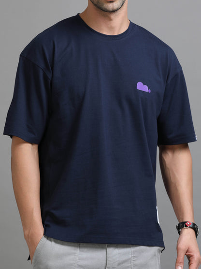 Bevdaas Navy Oversized Dropshoulder Tshirt