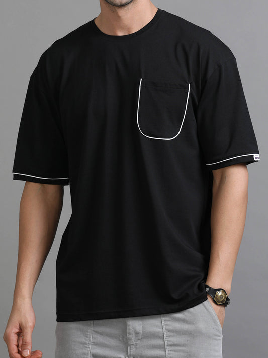 Sleek Black Bevdaas Oversized Dropshoulder Tshirt