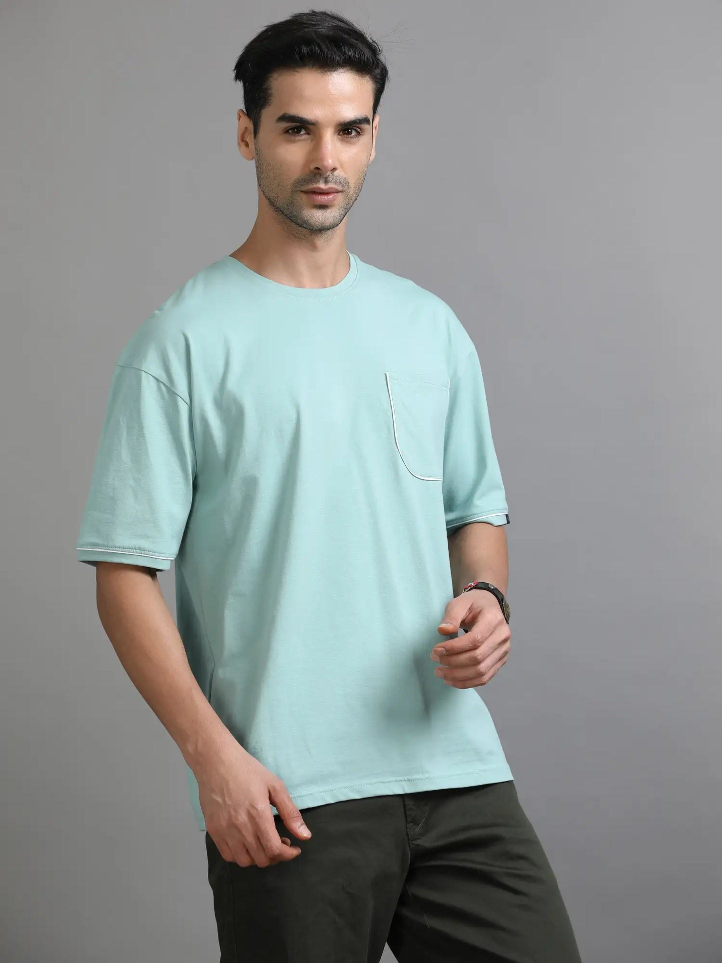 Green Dropshoulder T Shirt for Men