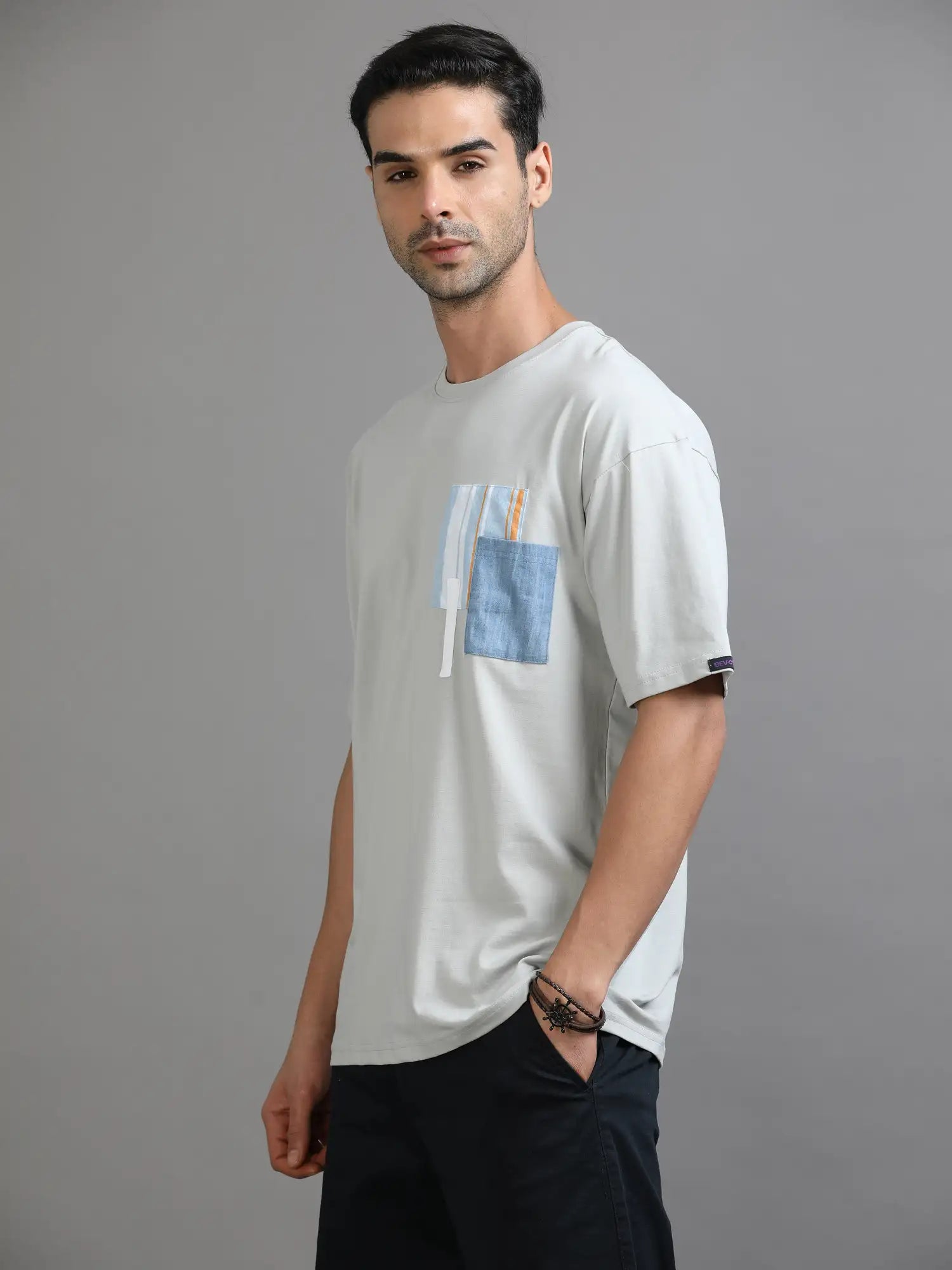 Grey Drop Shoulder T Shirt for Men