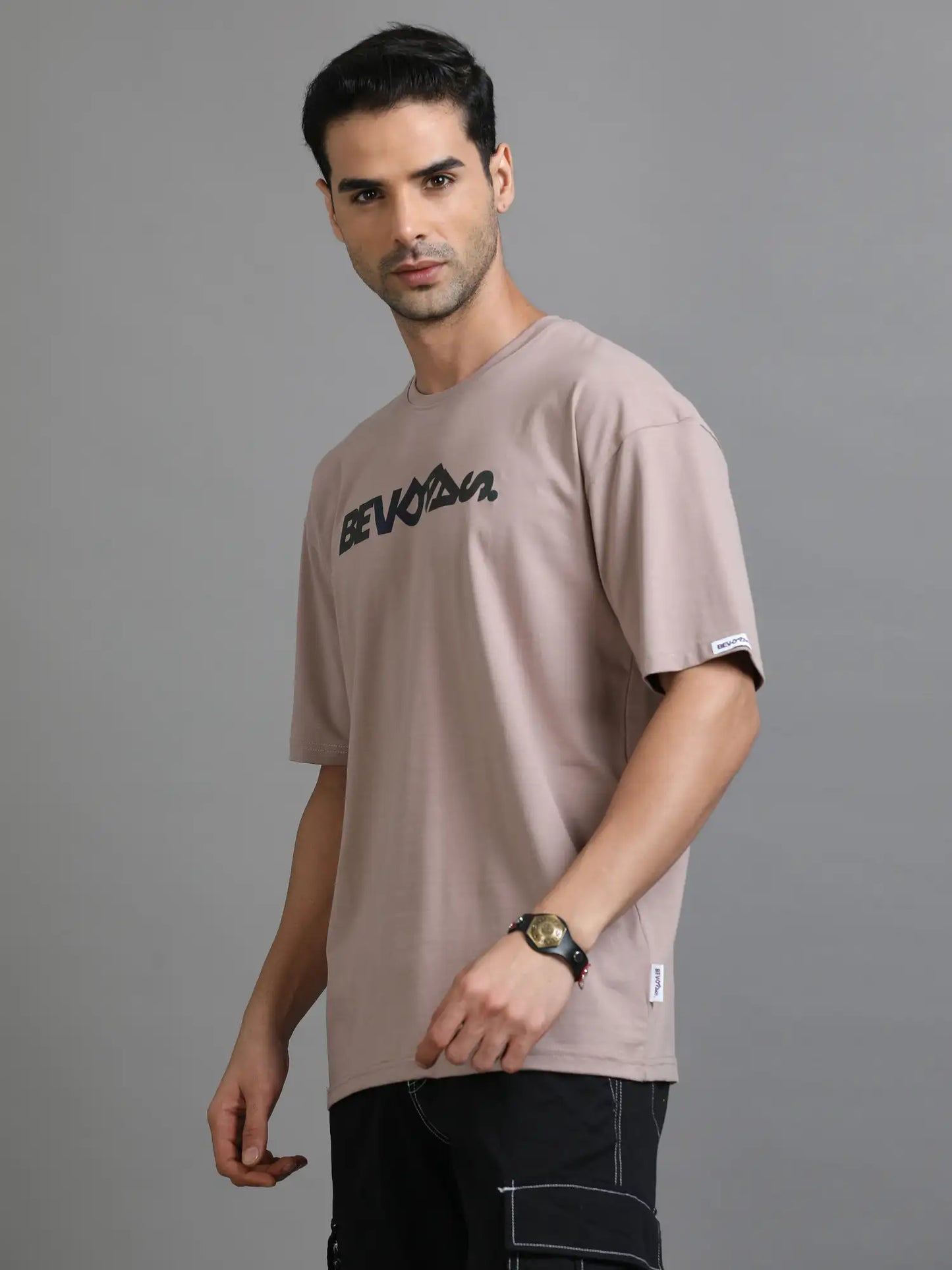 Brown Drop Shoulder T Shirt for Men