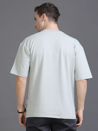 Grey Round Neck Drop Shoulder T Shirt for Men