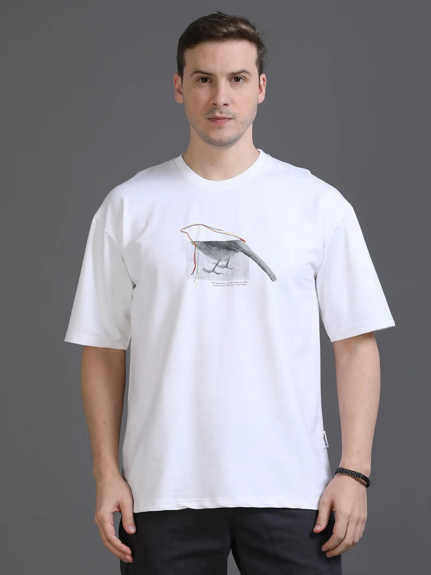White Sparrow Haven Round Neck Oversized Dropshoulder Tshirt