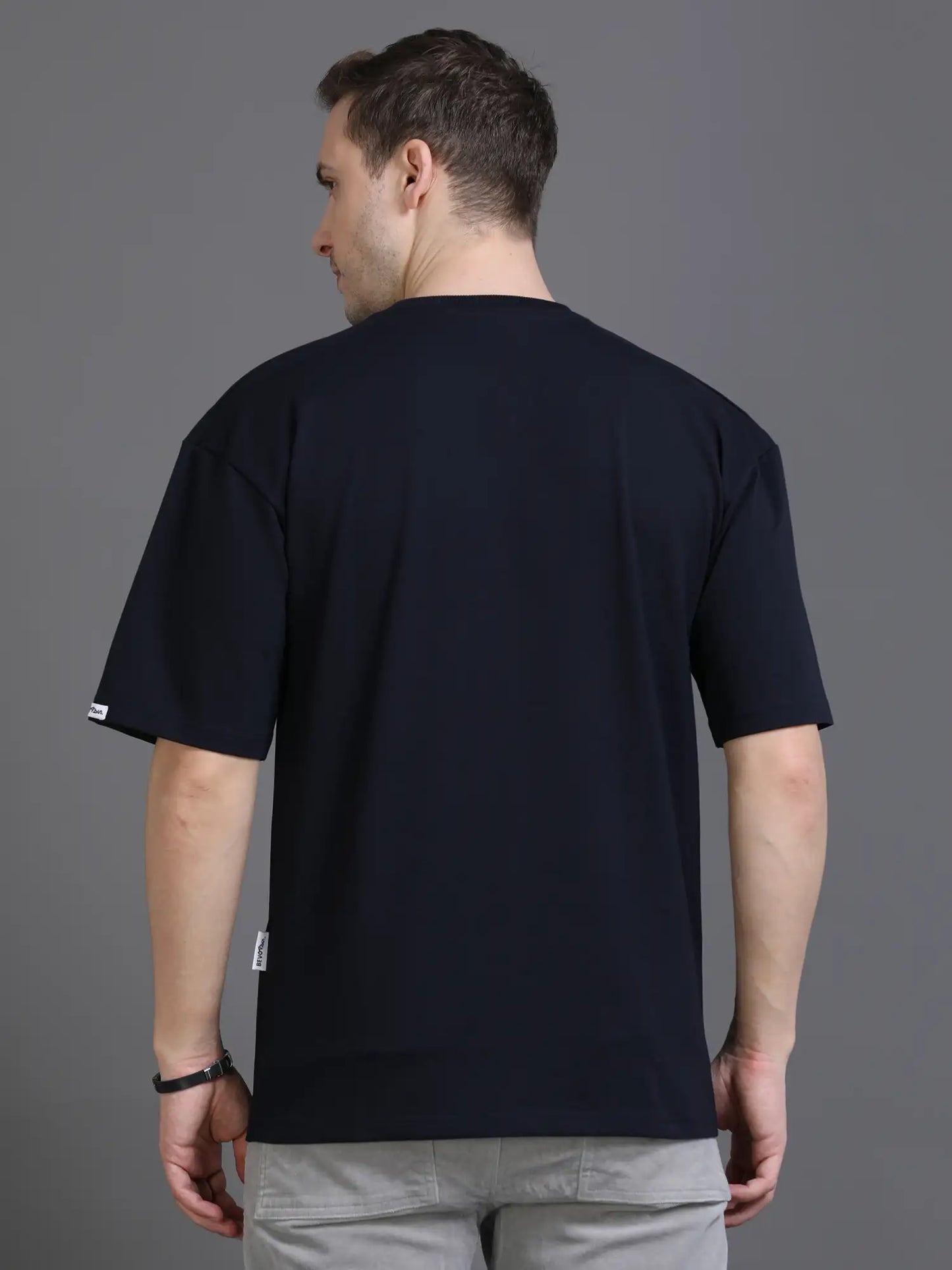 Navy Blue Drop Shoulder T Shirt for Men