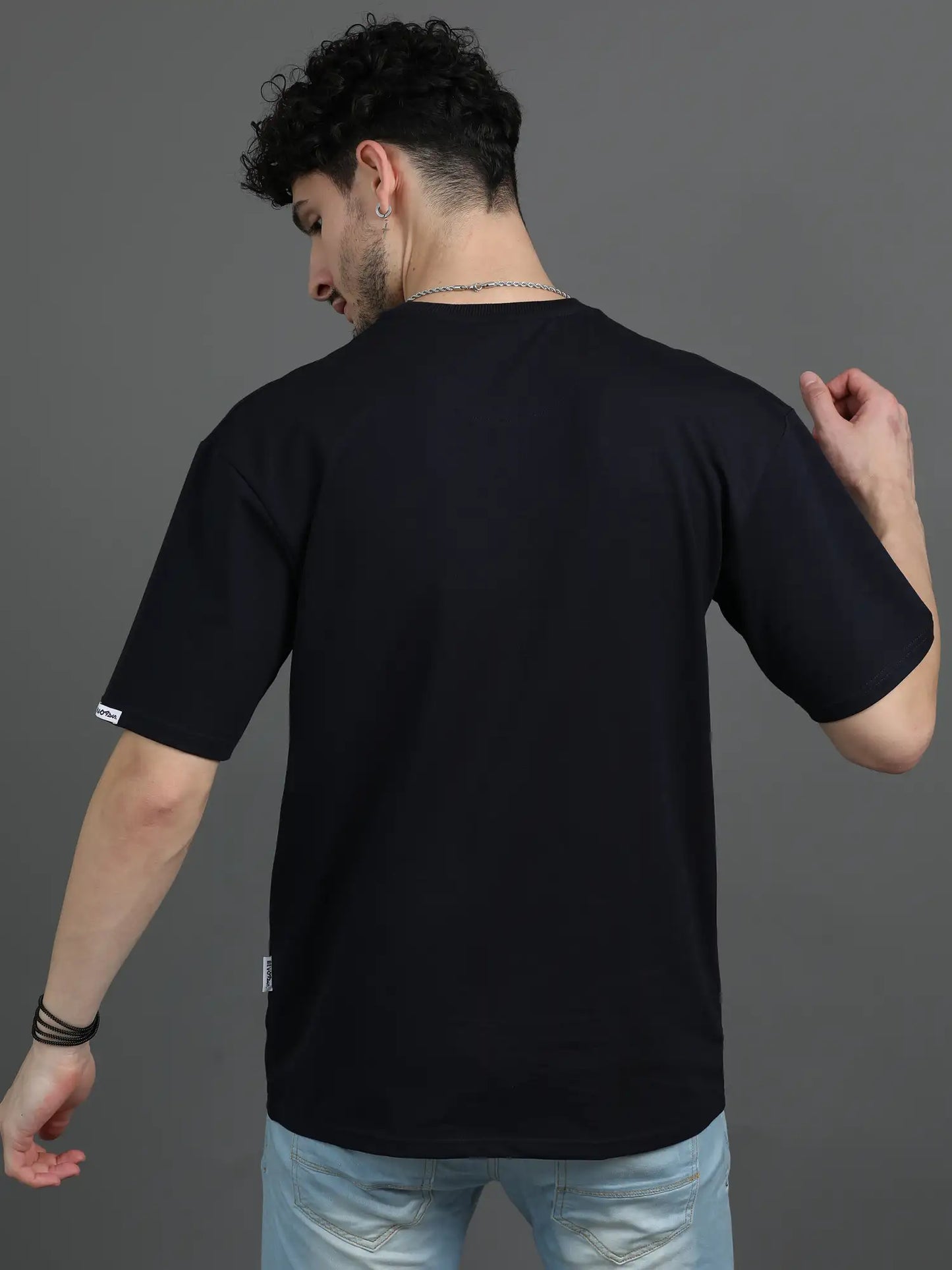 Navy Drop Shoulder T Shirt for Men