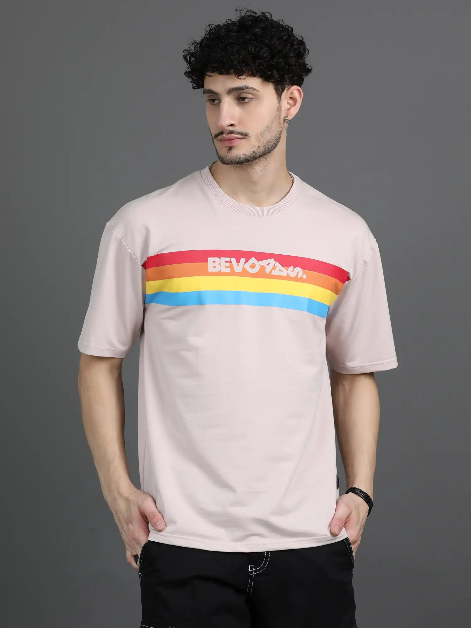 Pink Drop Shoulder T Shirt for Men