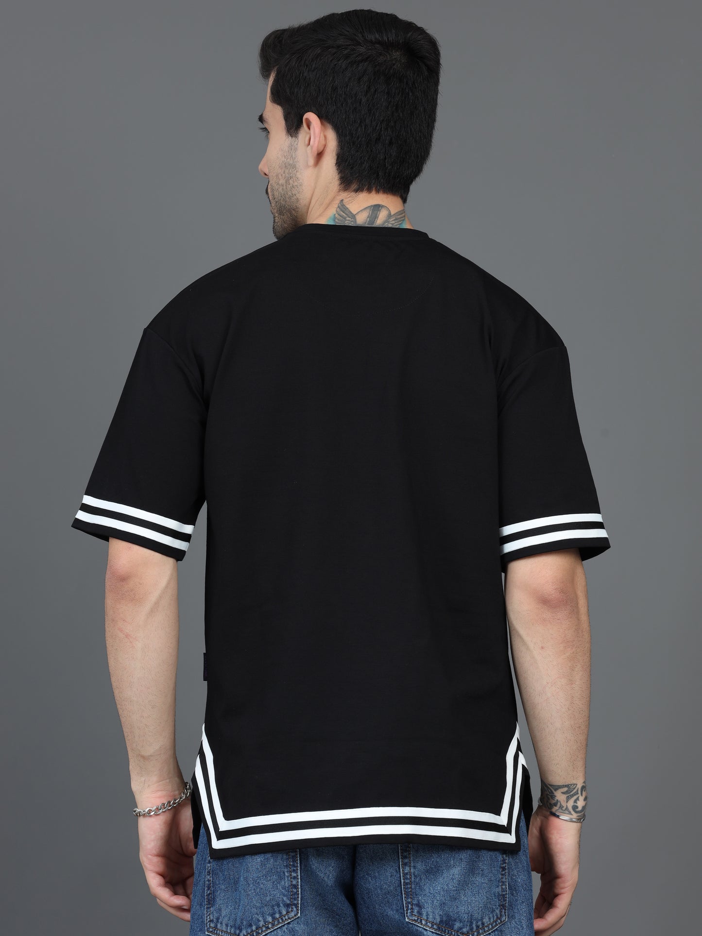 Black Drop Shoulder T Shirt for Men