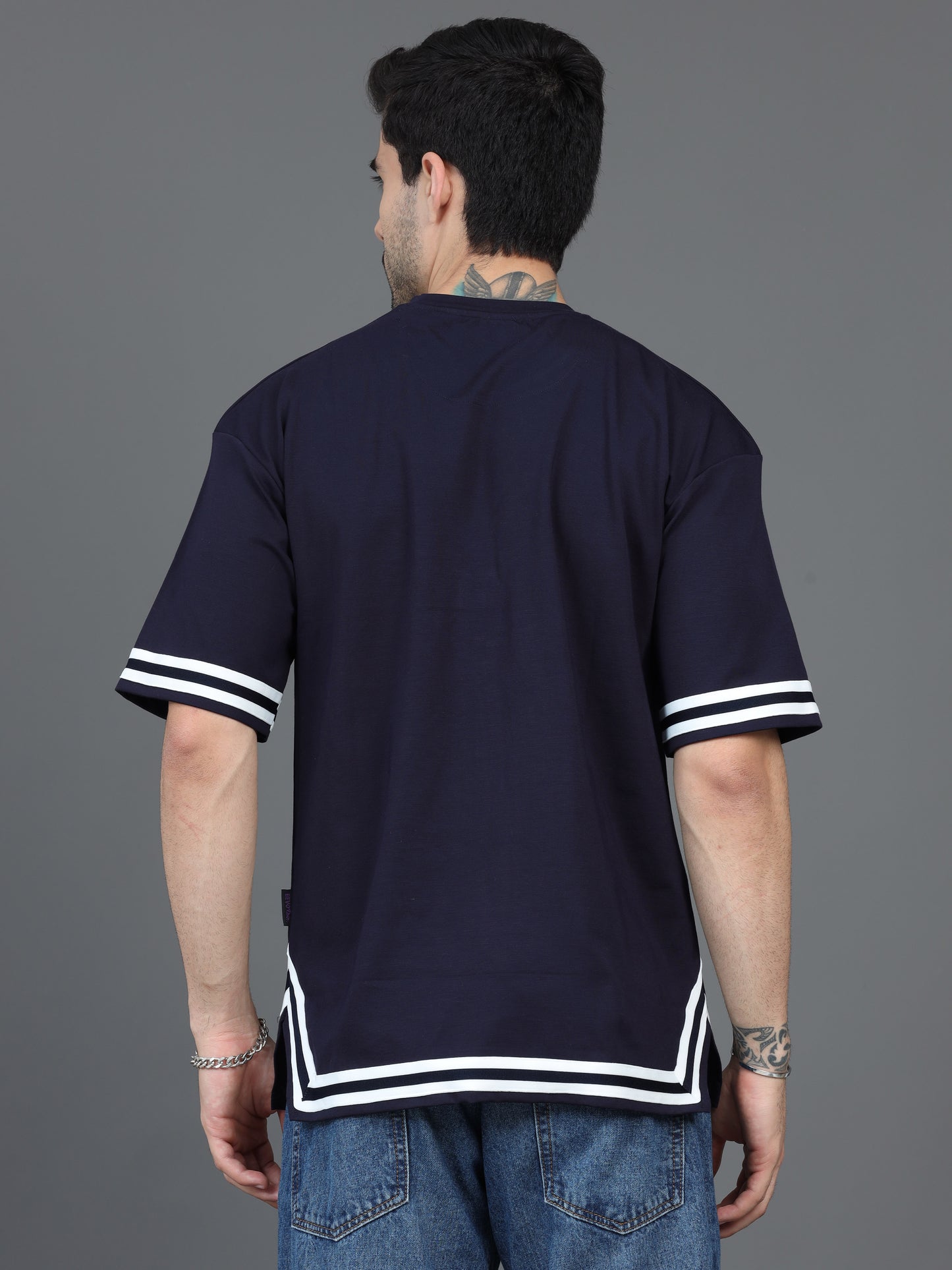 Blue Drop Shoulder T Shirt for Men