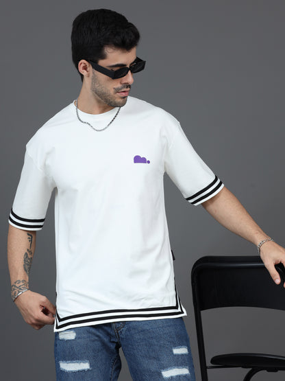 White Drop Shoulder T Shirt for Men