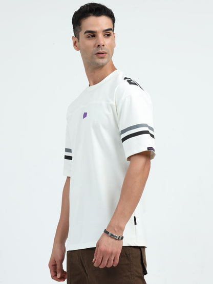 White Drop Shoulder T Shirt for Men