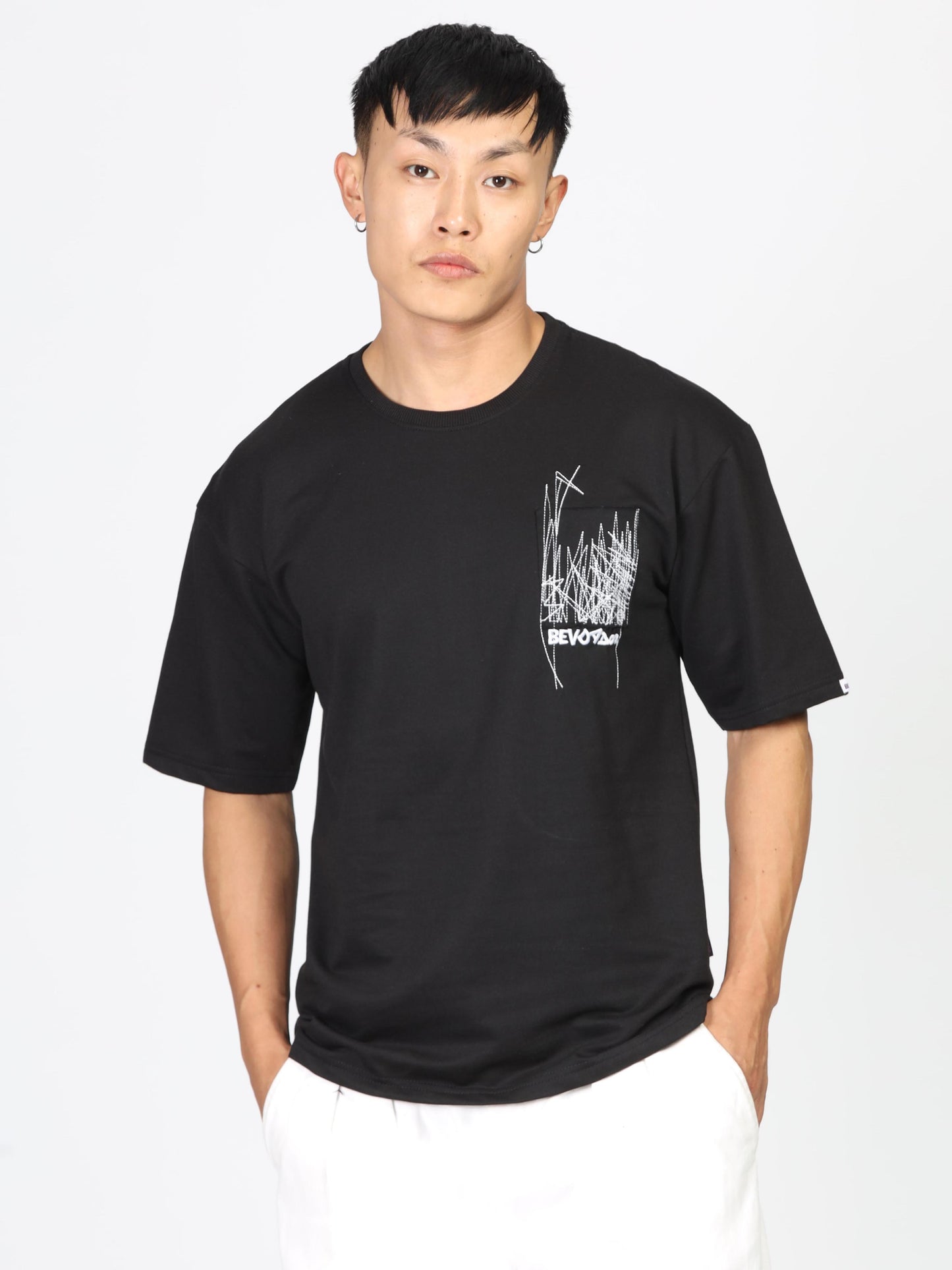 Comfortable Black Embroidered T Shirt for Men