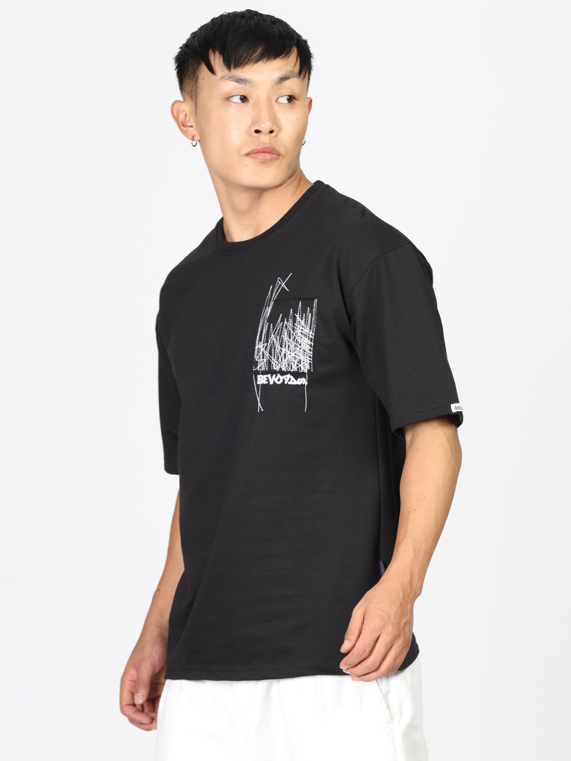 Comfortable Black Embroidered T Shirt for Men
