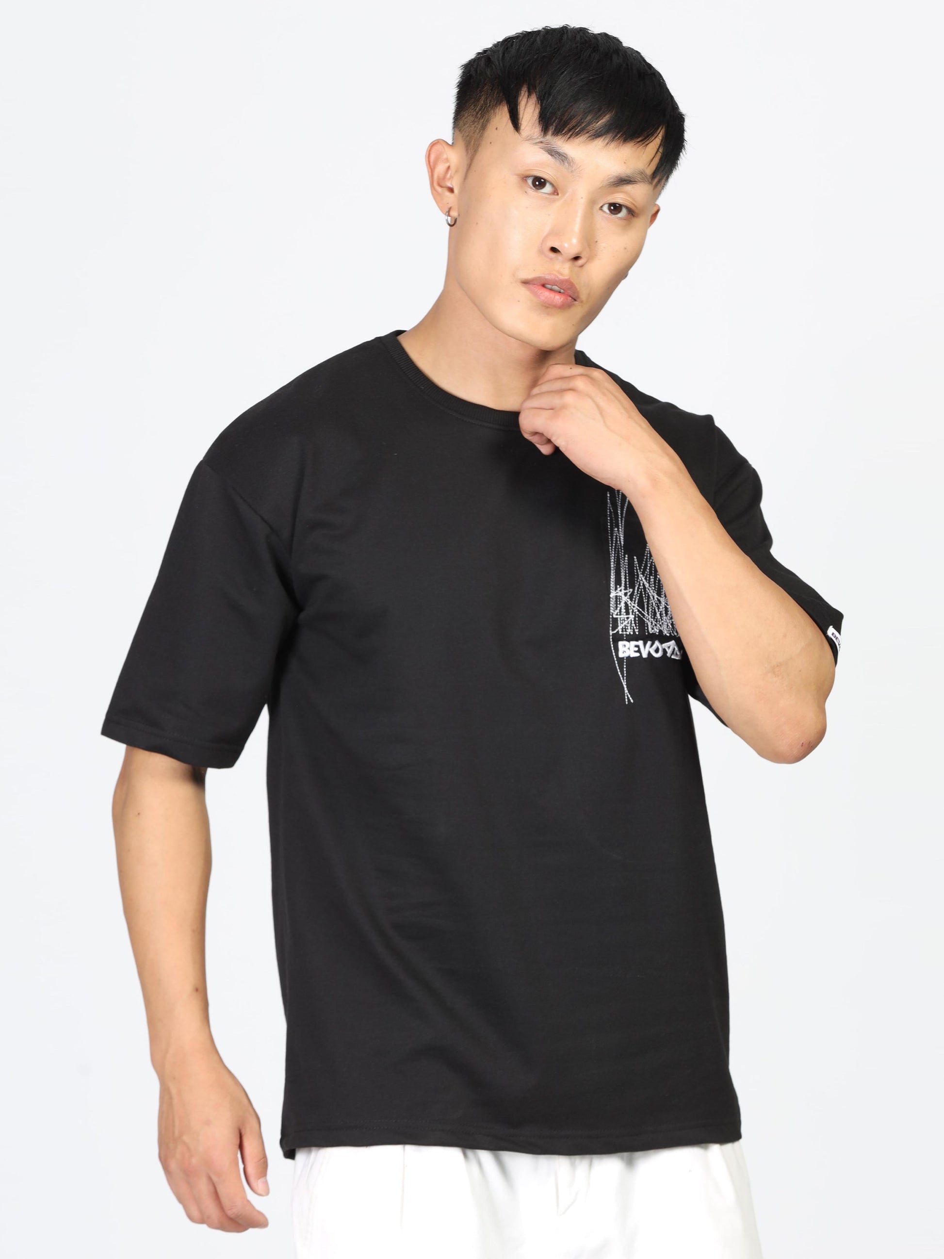 Comfortable Black Embroidered T Shirt for Men